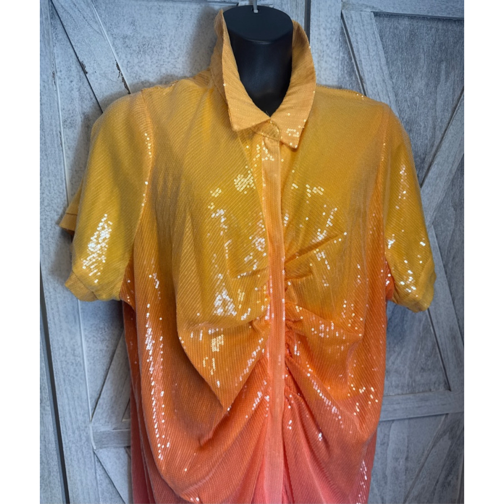 Women's ELOQUII Plus Size 32 Ombre Sequin Short Sleeve Dress - Picture 4 of 8